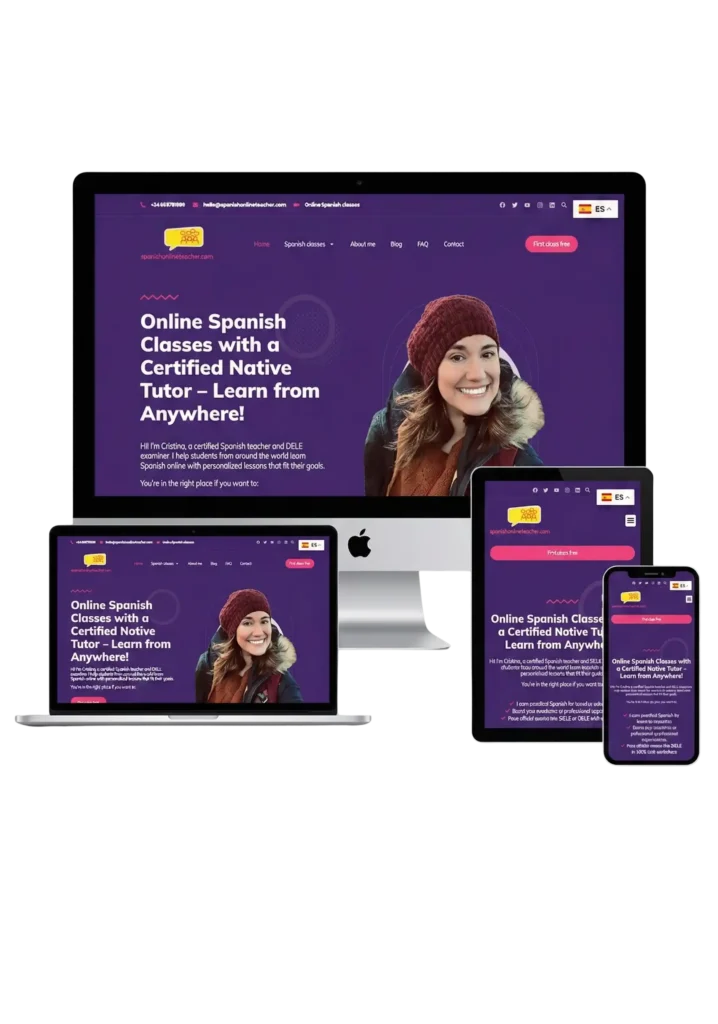 mockup diseño web de profesora de español para extranjeros